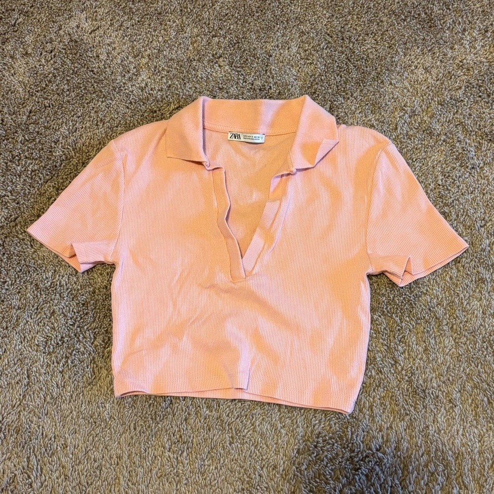 Zara Pink Collared Top
